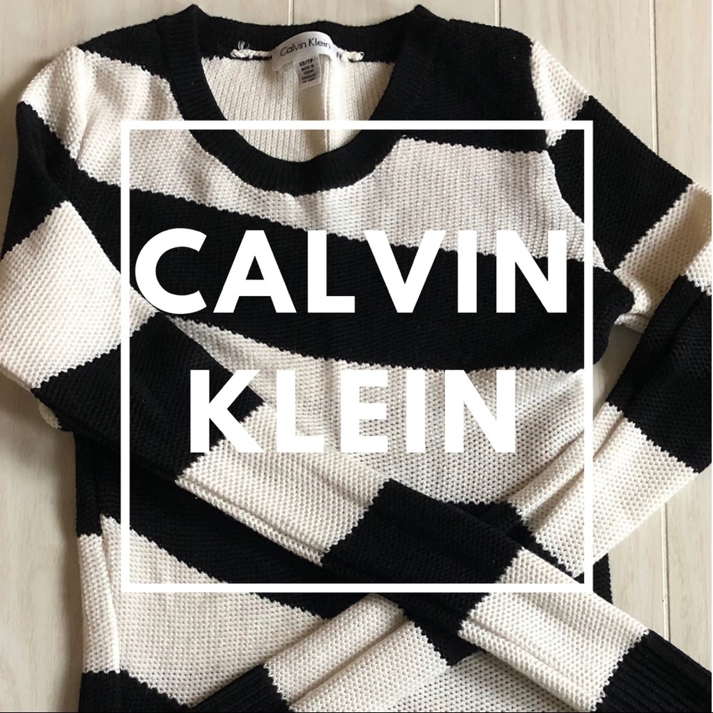 Calvin Klein Black + White U Neck Sweater